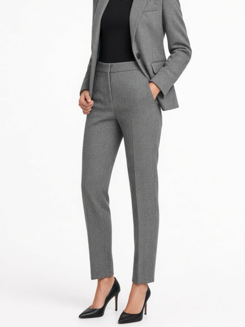 Hugo Boss Titana Wool Gray Work Pants Trousers Size 2 Retail $285